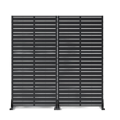 Set Of Two Black Abstract Steel 20 Outdoor Privacy Screen