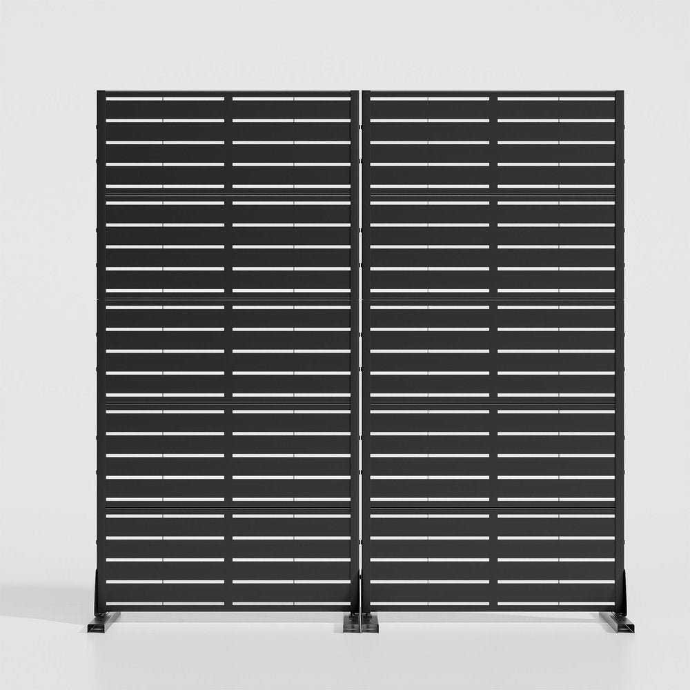 Set Of Two Black Abstract Steel 20 Outdoor Privacy Screen HomeRoots