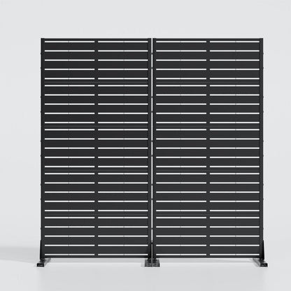 Set Of Two Black Abstract Steel 20 Outdoor Privacy Screen HomeRoots