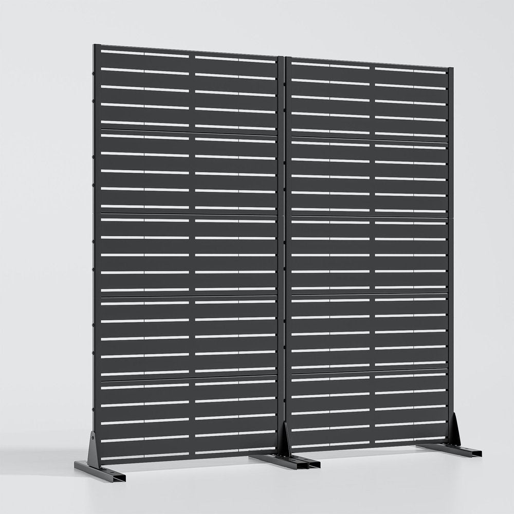 Set Of Two Black Abstract Steel 20 Outdoor Privacy Screen — view 2