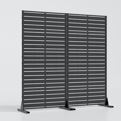 Set Of Two Black Abstract Steel 20 Outdoor Privacy Screen