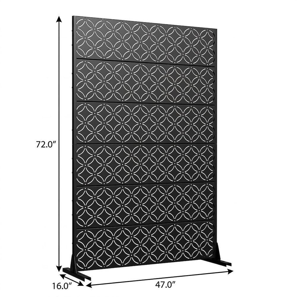 Set Of Two Black Abstract Steel 12 Outdoor Privacy Screen — view 2