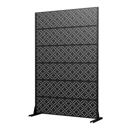 Set Of Two Black Abstract Steel 12 Outdoor Privacy Screen