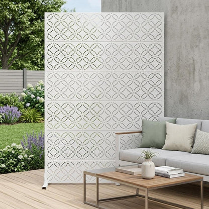 Set Of Two White Geometric Metal 12 Outdoor Privacy Screen HomeRoots