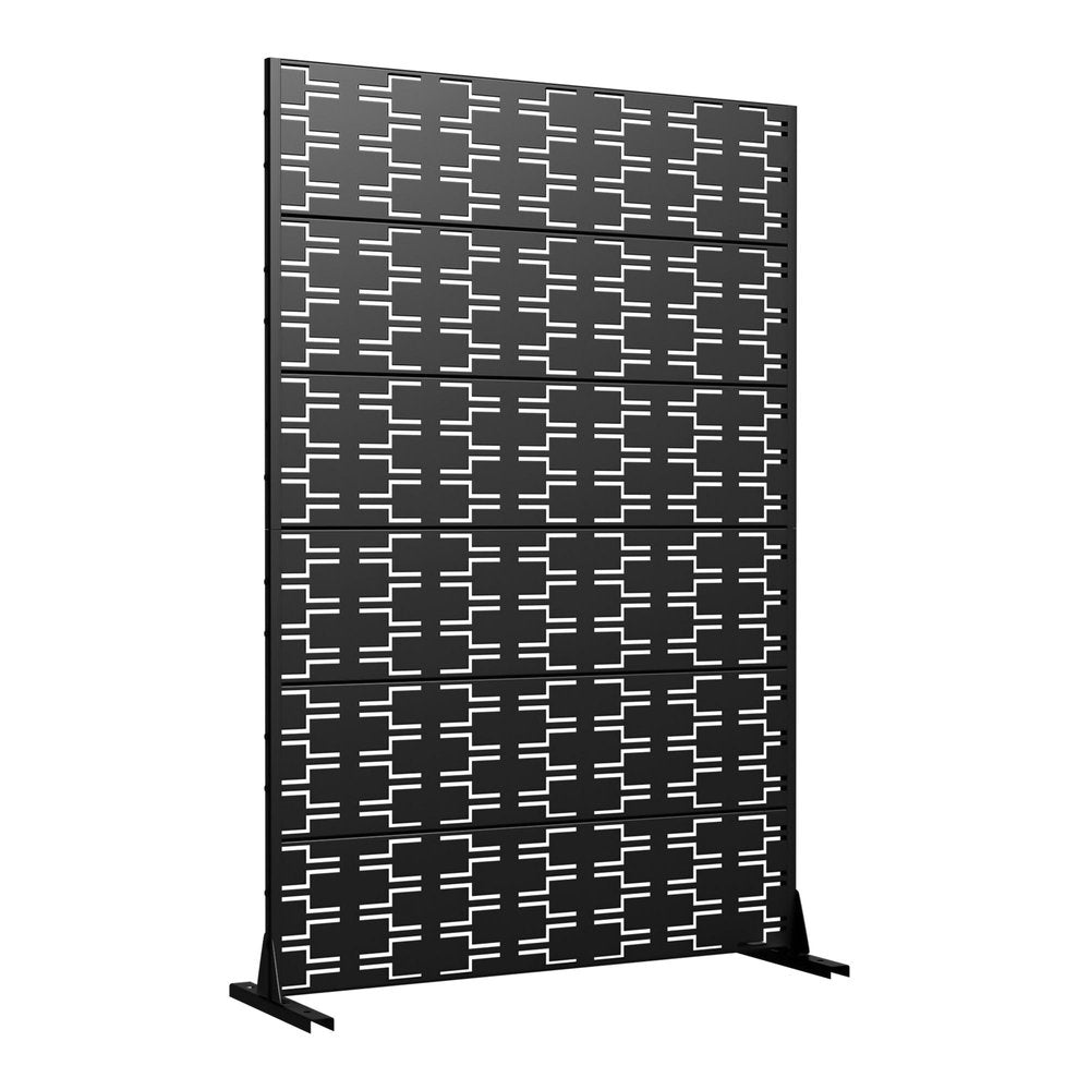 Set Of Two Black Geometric Metal 12 Outdoor Privacy Screen HomeRoots