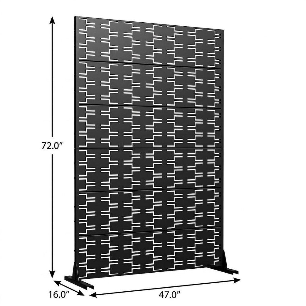 Set Of Two Black Geometric Metal 12 Outdoor Privacy Screen — view 4