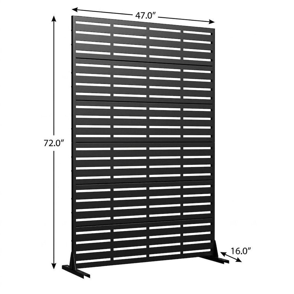 Set Of Two Black Geometric Steel 12 Outdoor Privacy Screen — view 3
