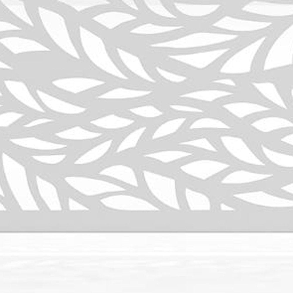 Set Of Two White Botanical Leaves Steel Six Panel Outdoor Privacy Screen — view 3