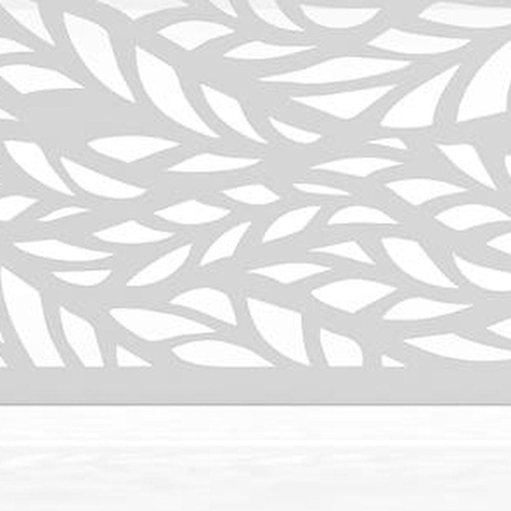Set Of Two White Botanical Leaves Steel Six Panel Outdoor Privacy Screen — view 4