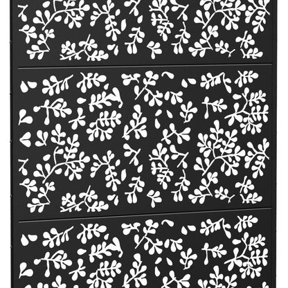 Set Of Two Black Floral Steel Six Panel Outdoor Privacy Screen HomeRoots