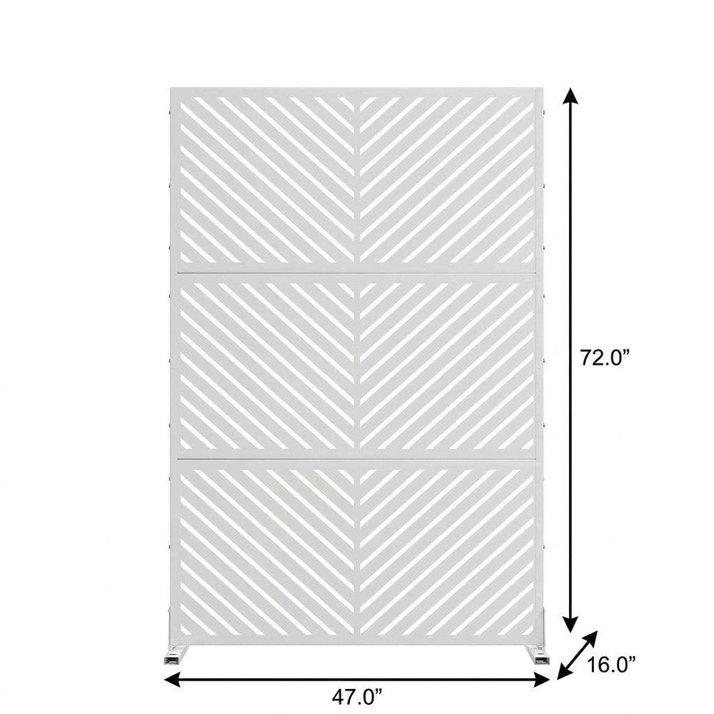 Set Of Two White Geometric Steel Six Panel Outdoor Privacy Screen — view 2