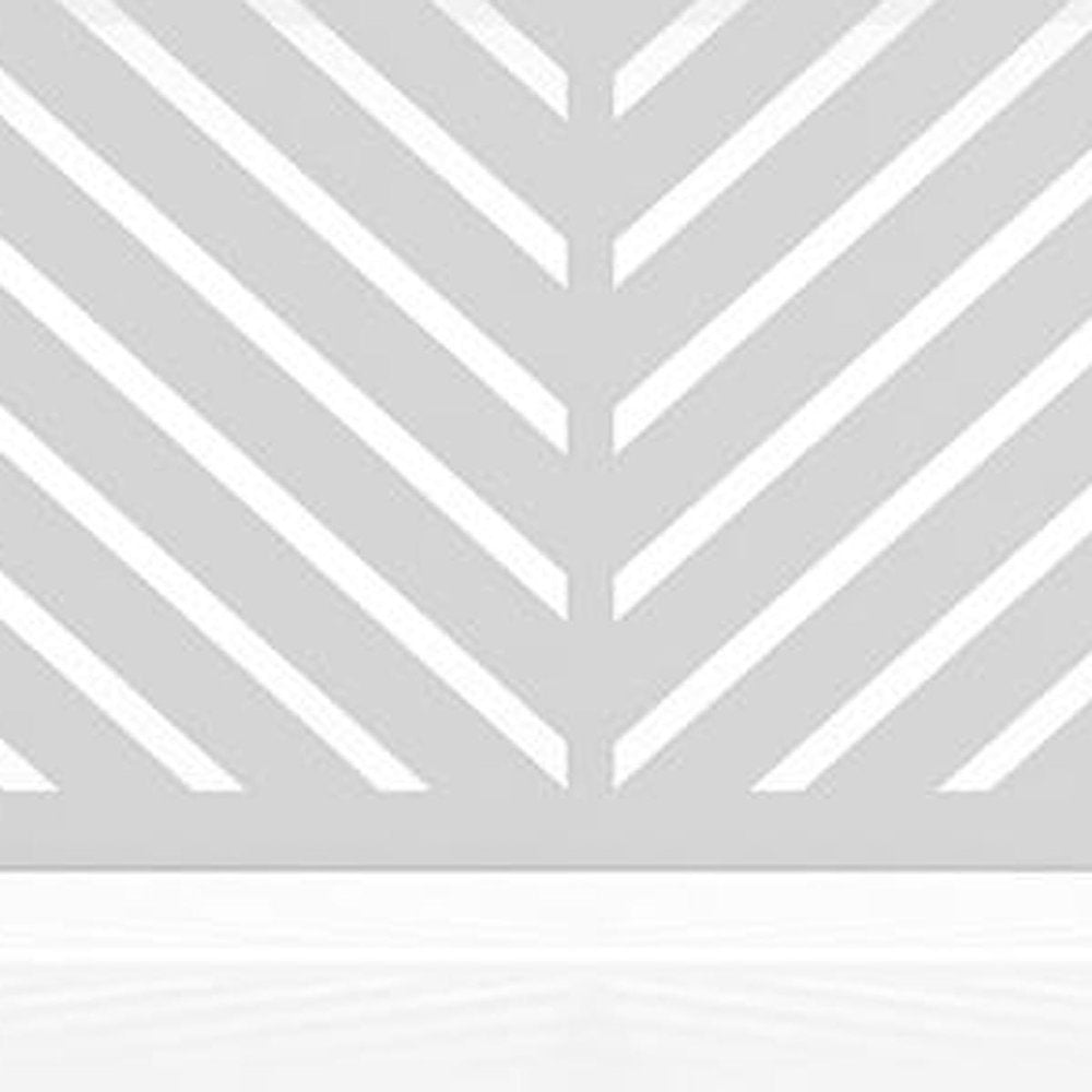 Set Of Two White Geometric Steel Six Panel Outdoor Privacy Screen