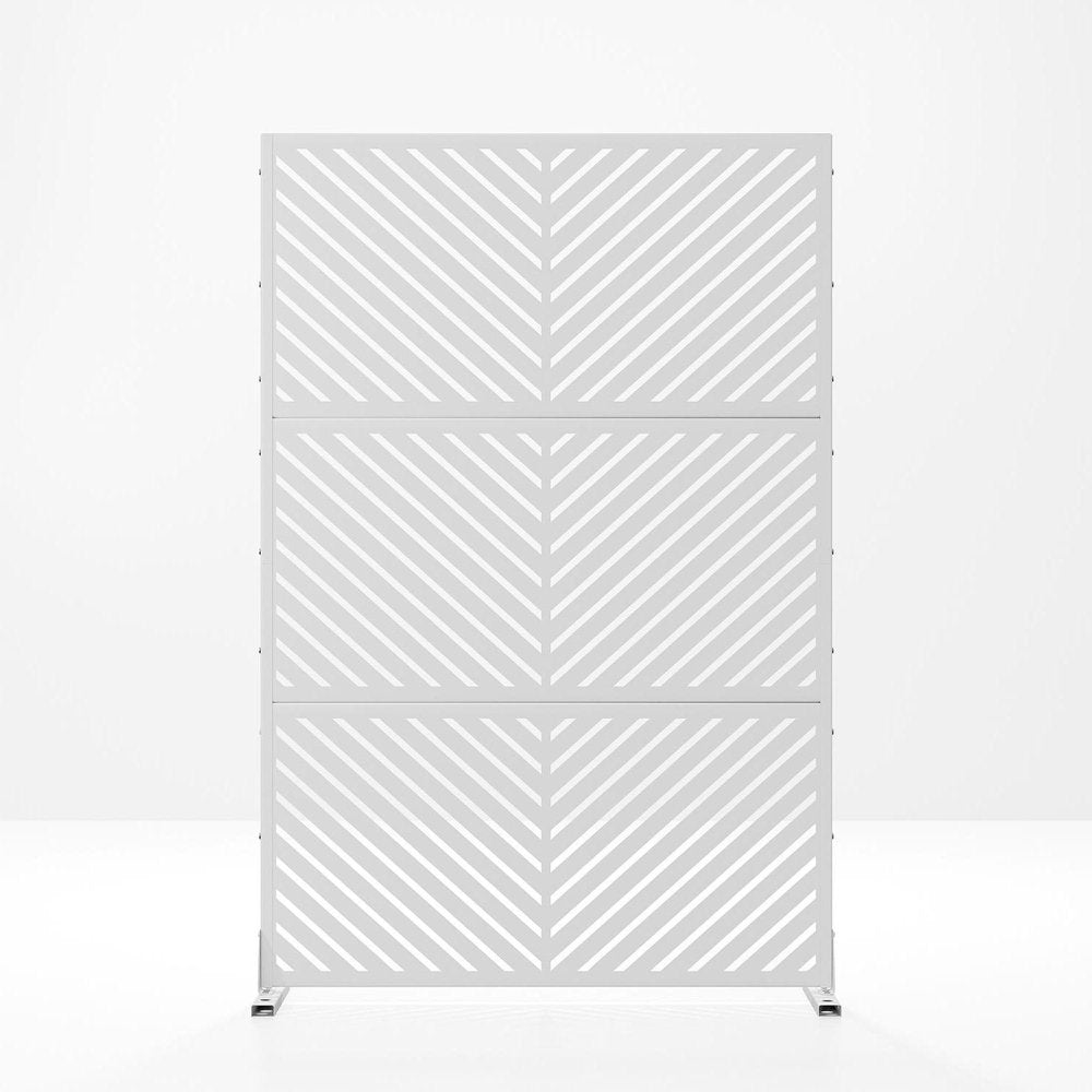 Set Of Two White Geometric Steel Six Panel Outdoor Privacy Screen — view 5