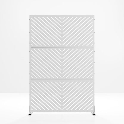 Set Of Two White Geometric Steel Six Panel Outdoor Privacy Screen HomeRoots