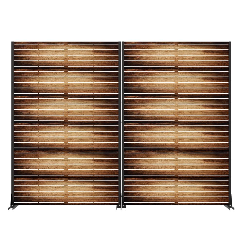 Set Of Two Brown Striped Steel 12 Outdoor Privacy Screen HomeRoots