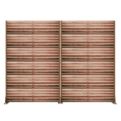 Set Of Two Brown Striped Steel 12 Outdoor Privacy Screen HomeRoots