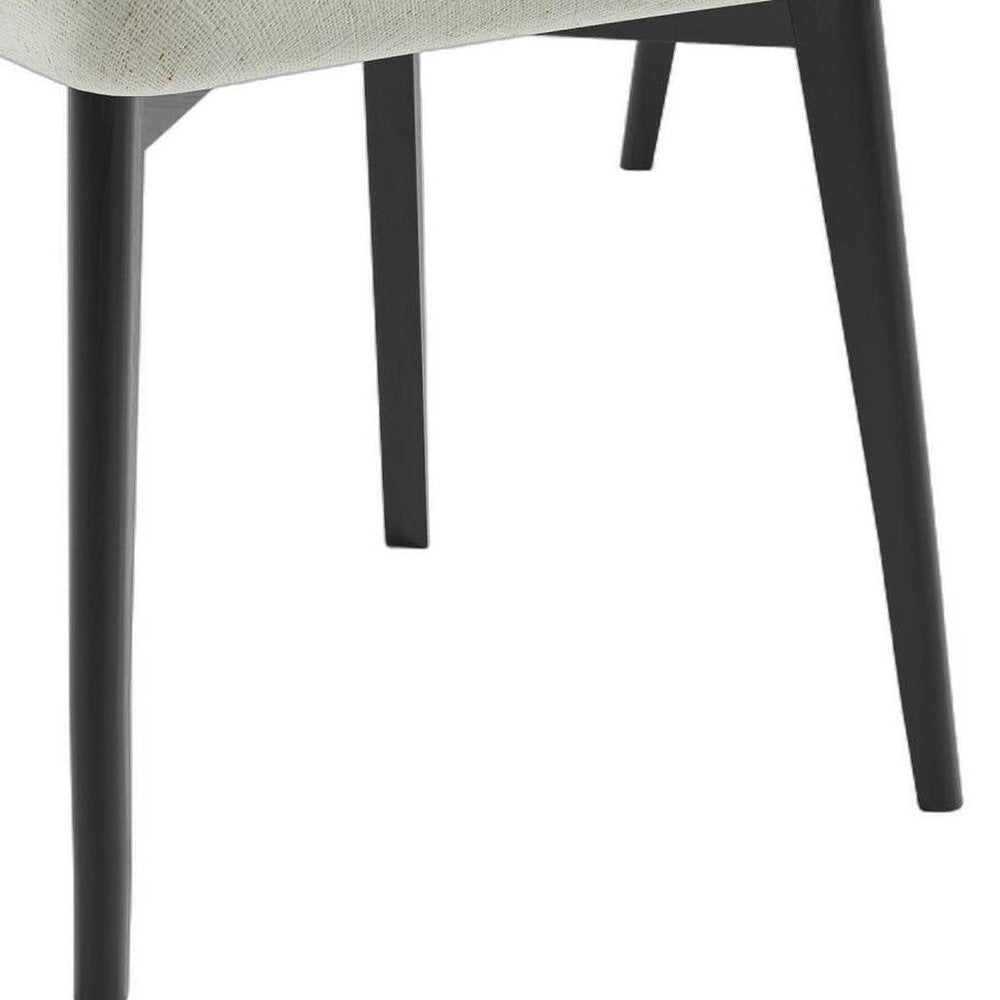 Set of Two White And Black Chenille And Wood Dining Side Chairs — view 4