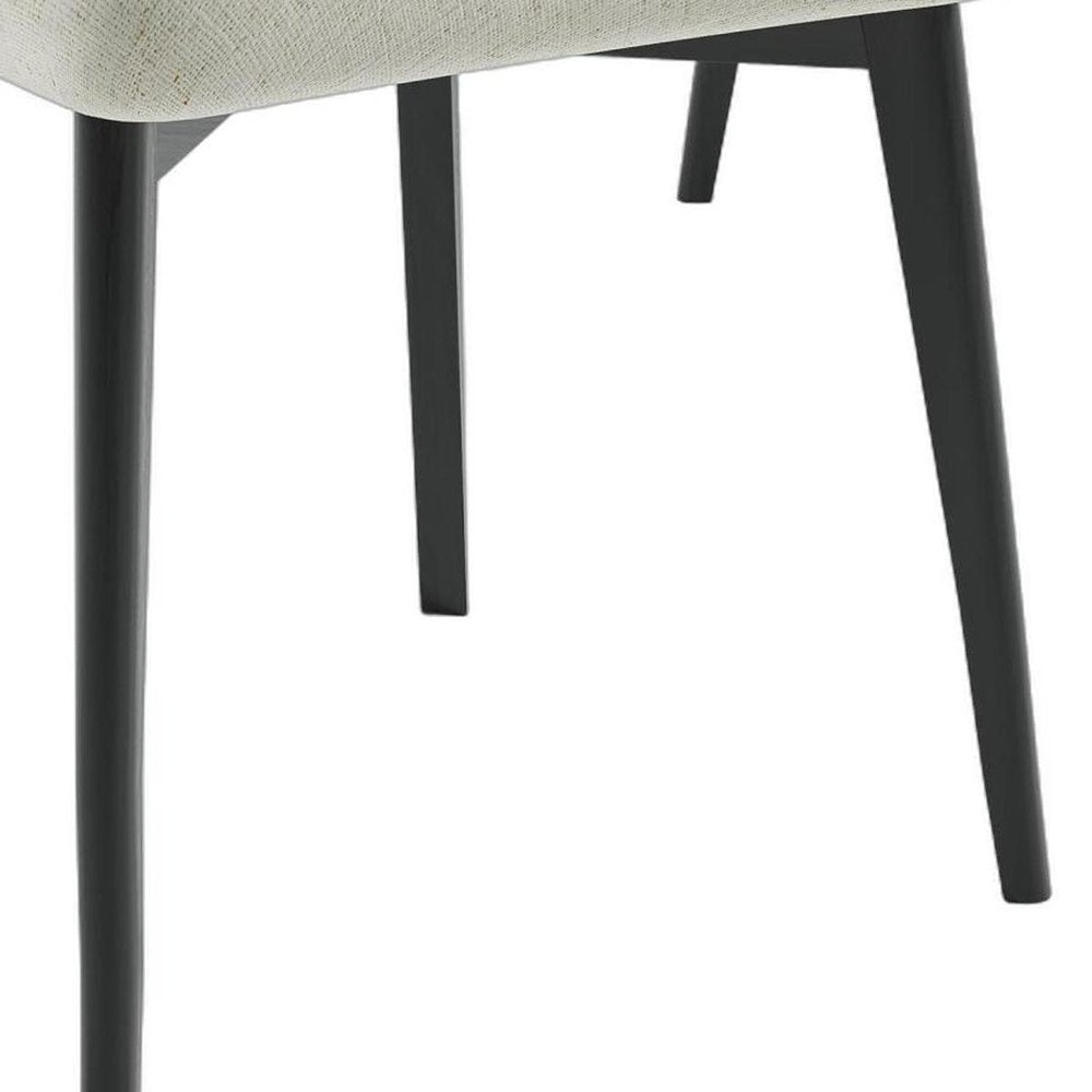 Set of Two White And Black Chenille And Wood Dining Side Chairs — view 5