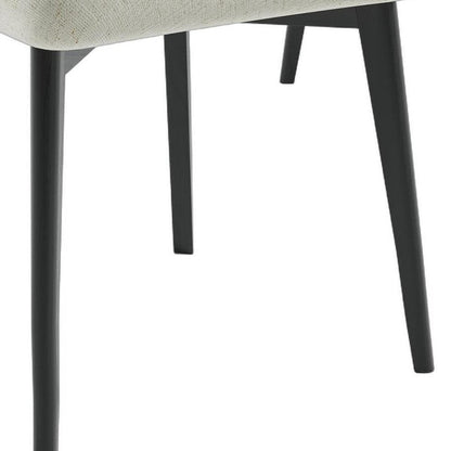 Set of Two White And Black Chenille And Wood Dining Side Chairs HomeRoots