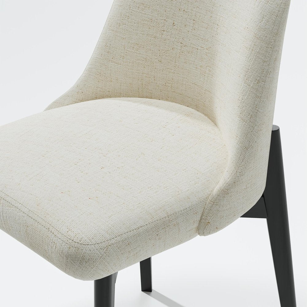 Set of Two White And Black Chenille And Wood Dining Side Chairs — view 2