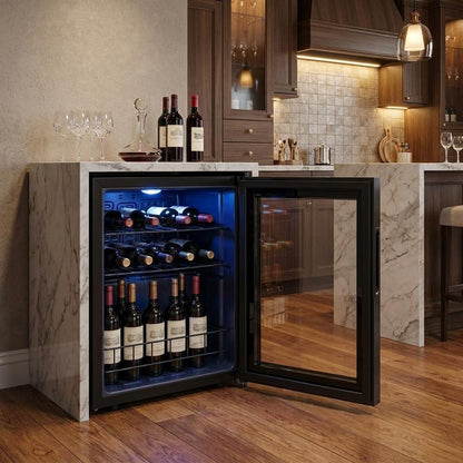 20" X 17" Clear and Black Metal Single Compartment Wine Refrigerator HomeRoots