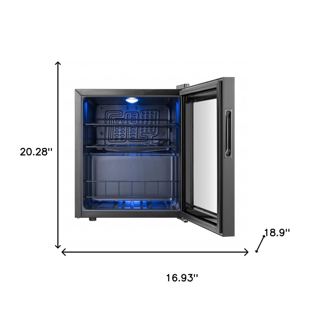 20" X 17" Clear and Black Metal Single Compartment Wine Refrigerator HomeRoots