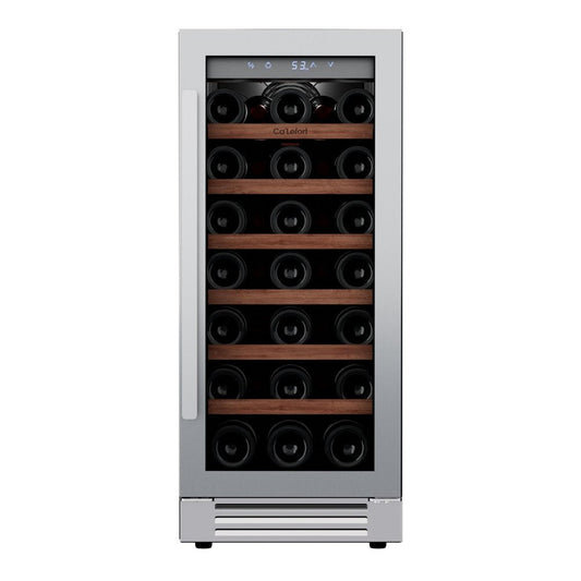 34" X 15" Clear and Silver Stainless Steel Single Compartment Wine Refrigerator HomeRoots