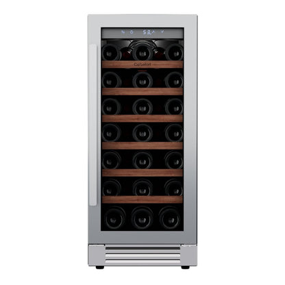 34" X 15" Clear and Silver Stainless Steel Single Compartment Wine Refrigerator
