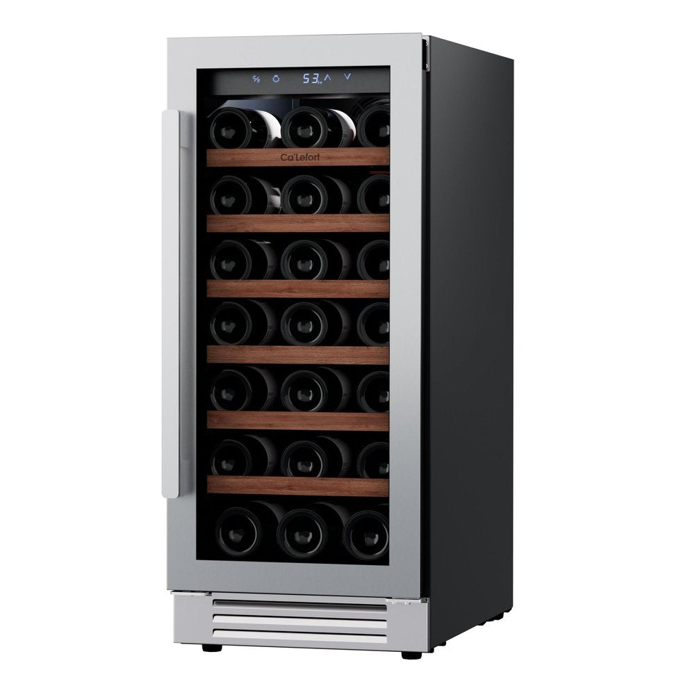 34" X 15" Clear and Silver Stainless Steel Single Compartment Wine Refrigerator — view 2