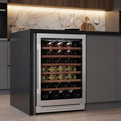 34" X 24" Clear and Silver Stainless Steel Single Compartment Wine Refrigerator HomeRoots