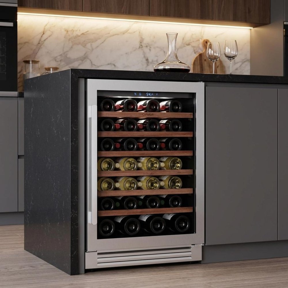 34" X 24" Clear and Silver Stainless Steel Single Compartment Wine Refrigerator — view 5