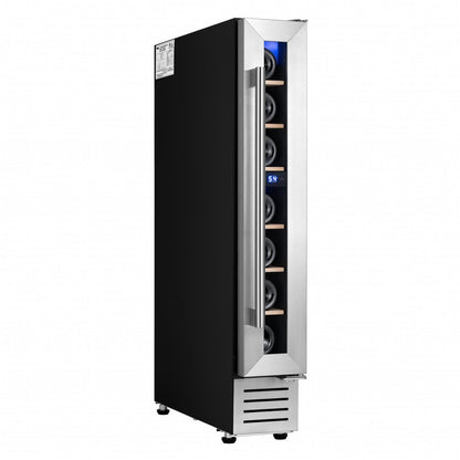 34" X 6" Silver and Black Metal Single Compartment Wine Refrigerator