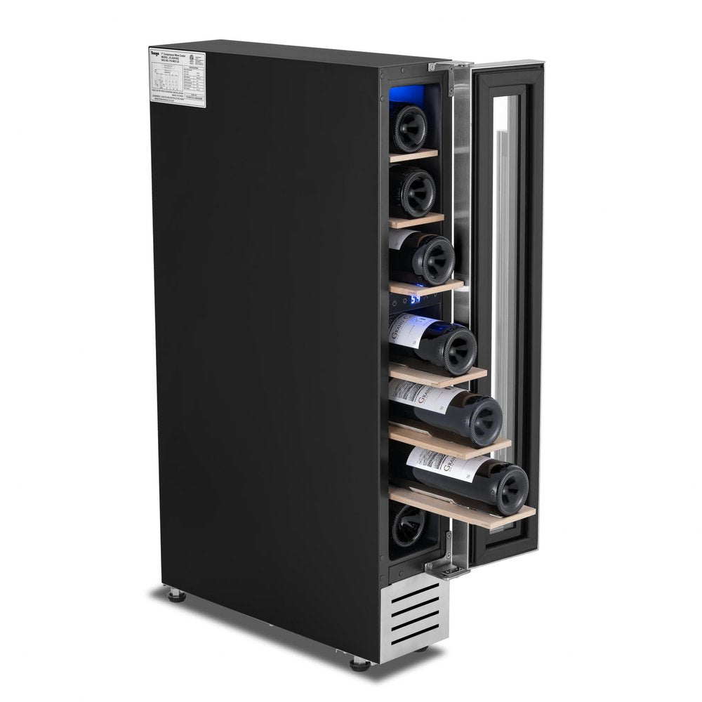 34" X 6" Silver and Black Metal Single Compartment Wine Refrigerator HomeRoots
