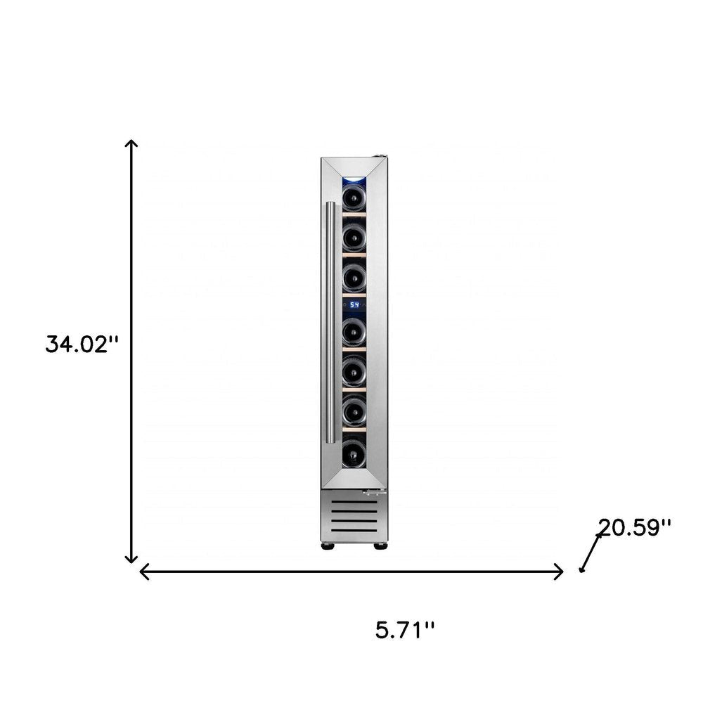 34" X 6" Silver and Black Metal Single Compartment Wine Refrigerator — view 7