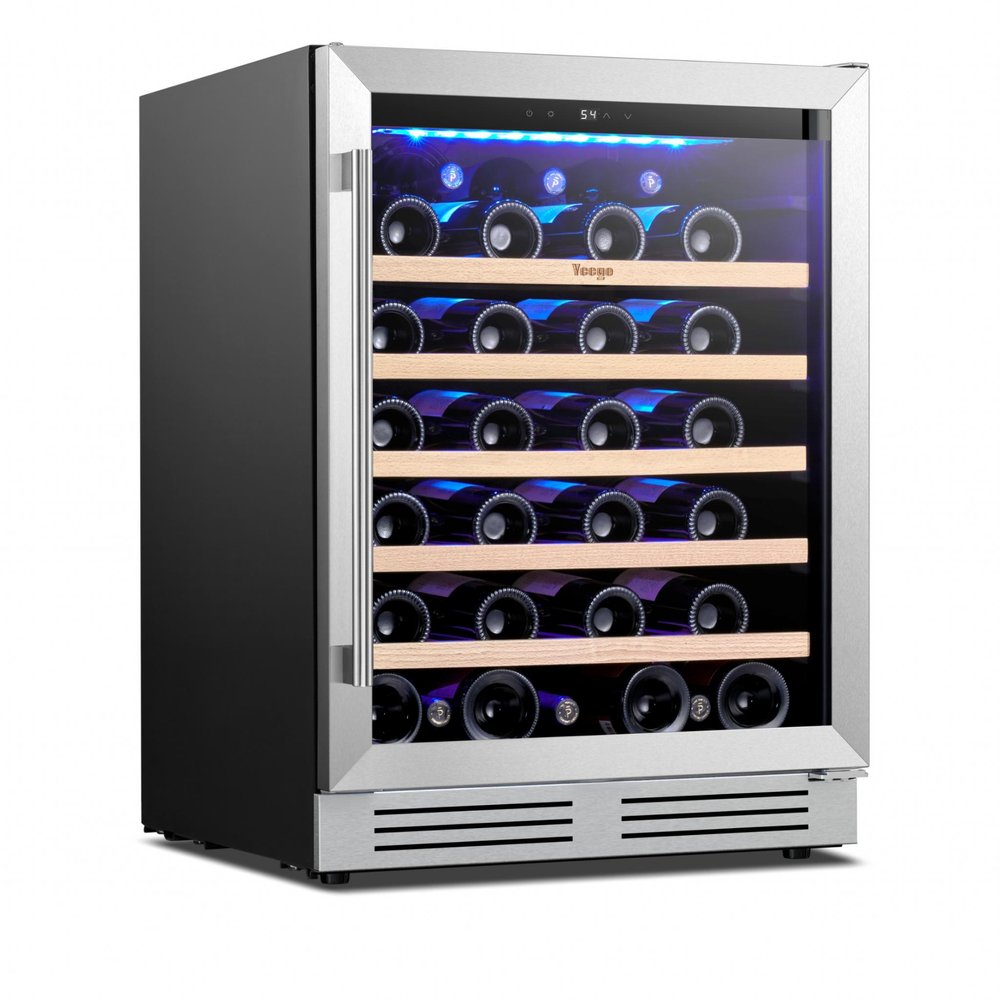 32" X 22" Silver and Black Metal Single Compartment Wine Refrigerator
