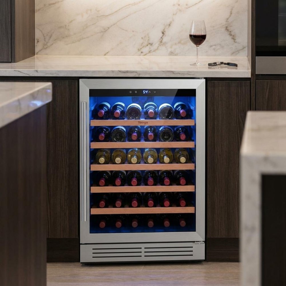 32" X 22" Silver and Black Metal Single Compartment Wine Refrigerator — view 5