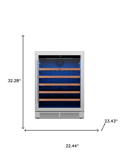 32" X 22" Silver and Black Metal Single Compartment Wine Refrigerator HomeRoots