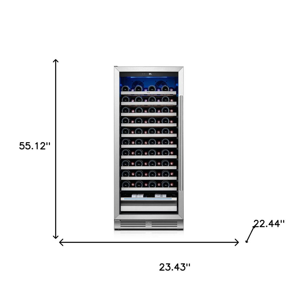 55" X 23" Clear And Black Metal Single Compartment Wine Refrigerator HomeRoots