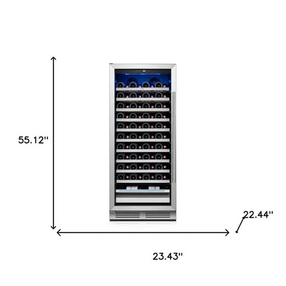 55" X 23" Clear And Black Metal Single Compartment Wine Refrigerator HomeRoots