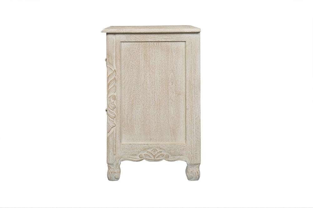 27" Black Solid Wood Square Distressed Carved Floral Two Drawer Nightstand HomeRoots