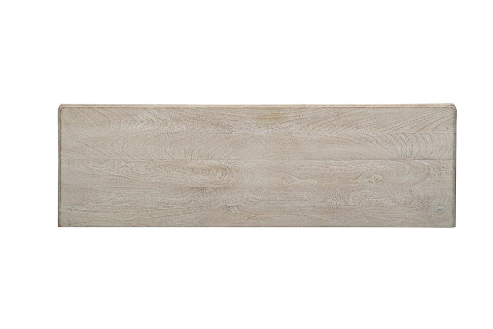 57" White Carved Floral Solid Wood Nine Drawer Dresser — view 5