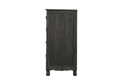 57" Black Carved Floral Solid Wood Nine Drawer Dresser HomeRoots