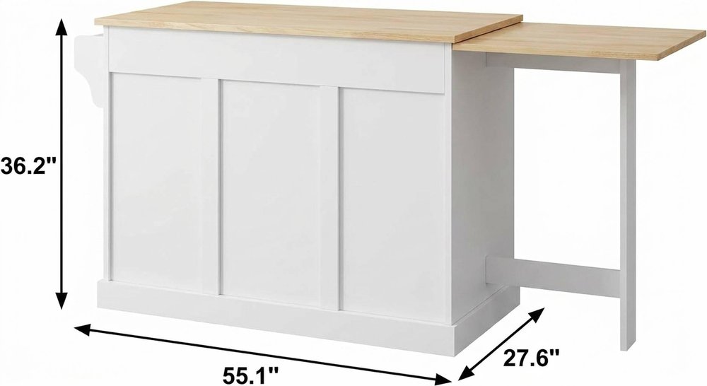 55" Brown and White Wood Flat Door Kitchen Cart — view 2