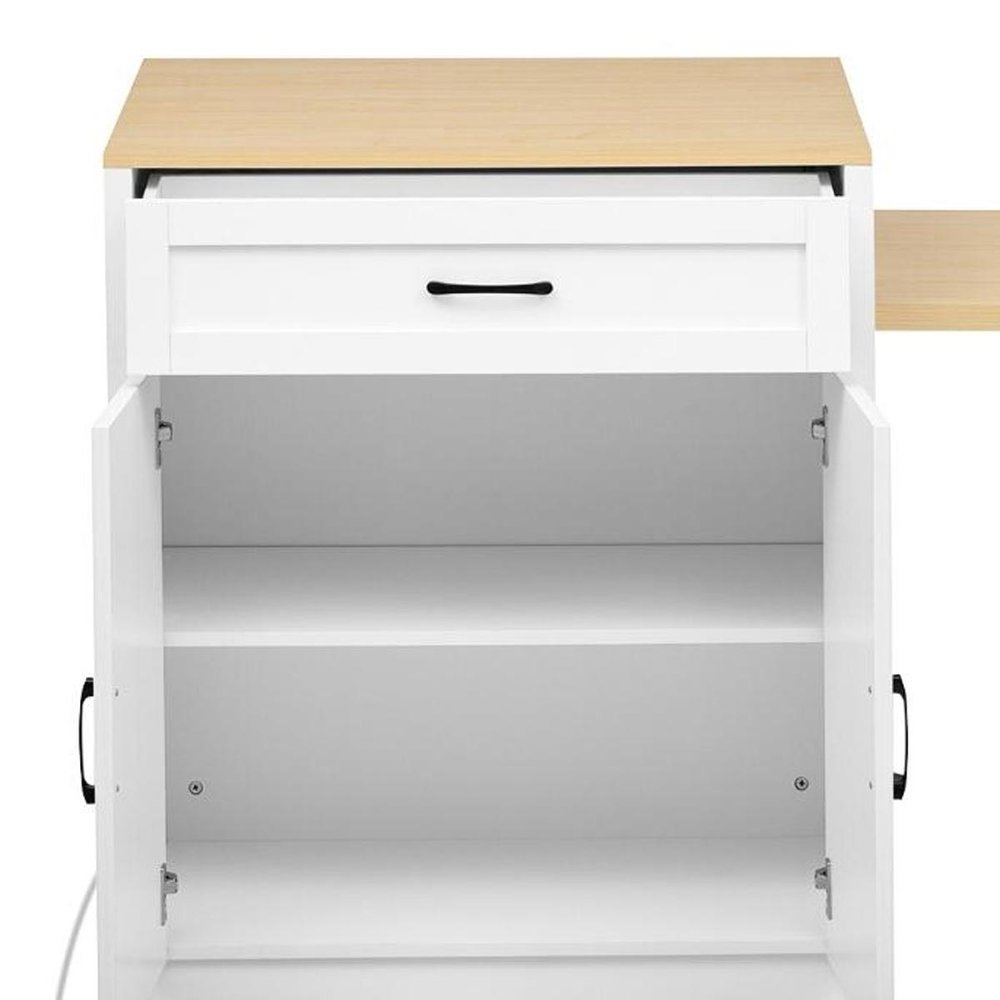 55" Brown and White Wood Flat Door Kitchen Cart — view 4