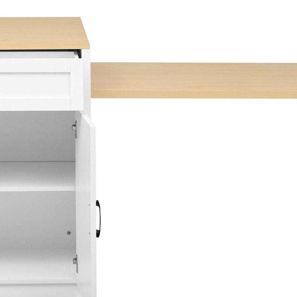 55" Brown and White Wood Flat Door Kitchen Cart — view 5