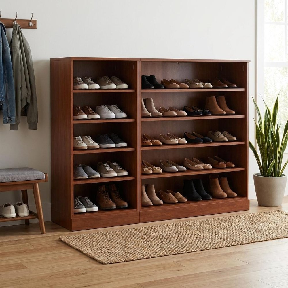 Coffee 30 Solid WoodShoe Storage Cabinet — view 2