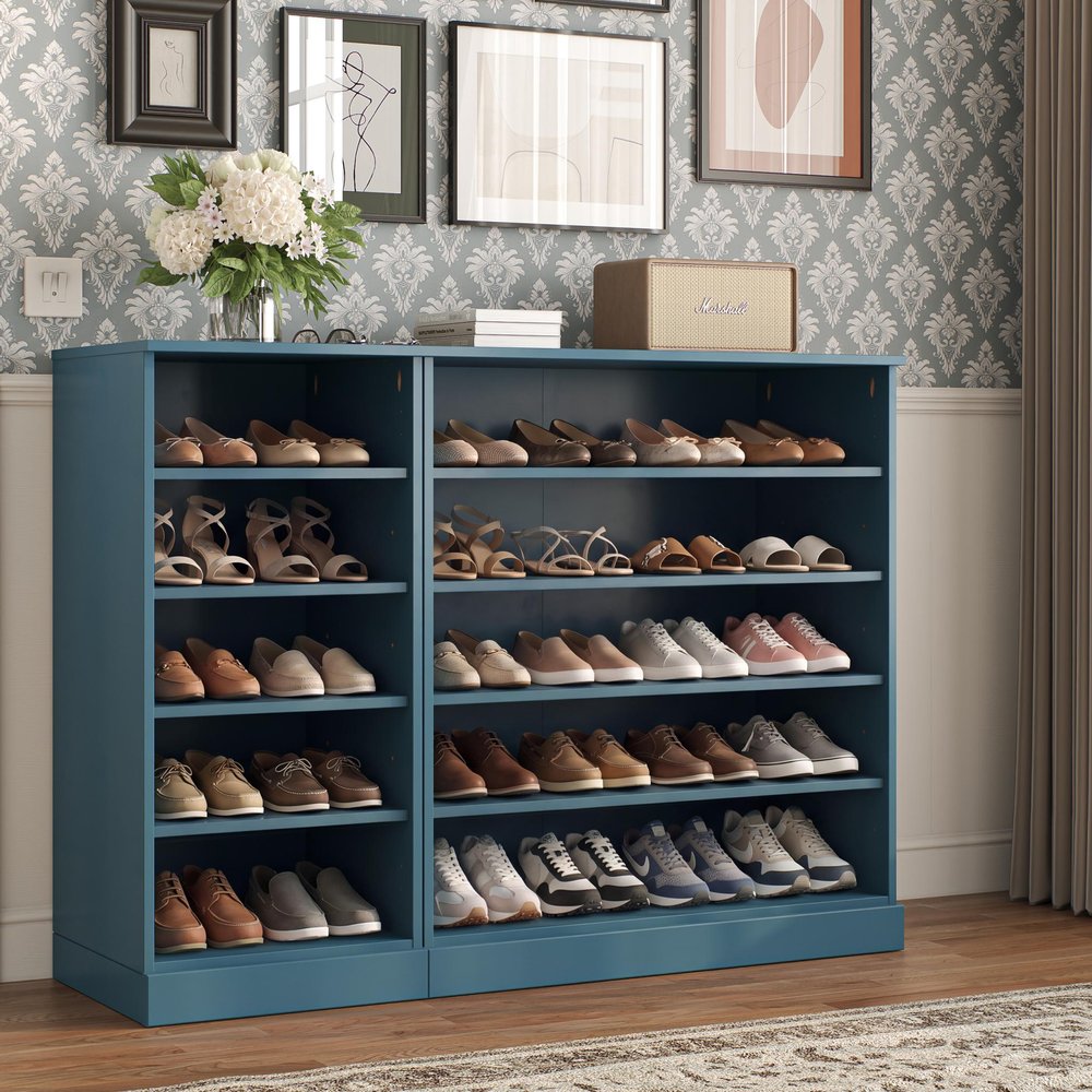 Teal Blue 30 Solid WoodShoe Storage Cabinet HomeRoots
