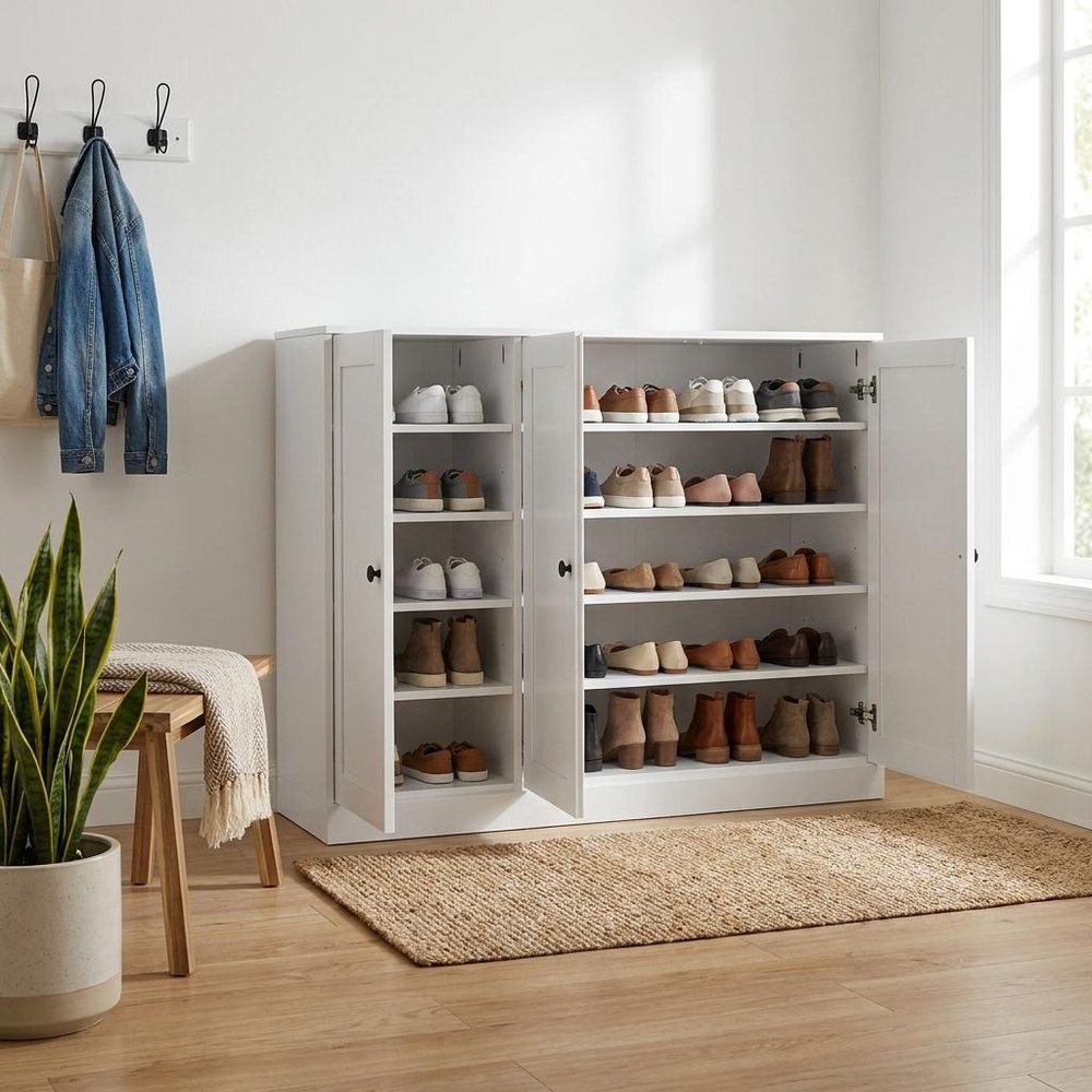 White 30 Solid WoodShoe Storage Cabinet — view 2