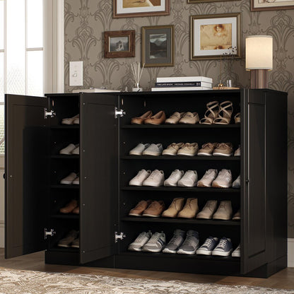 Black 30 Solid WoodShoe Storage Cabinet HomeRoots