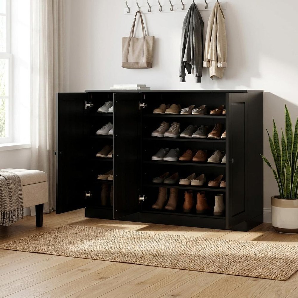 Black 30 Solid WoodShoe Storage Cabinet — view 5
